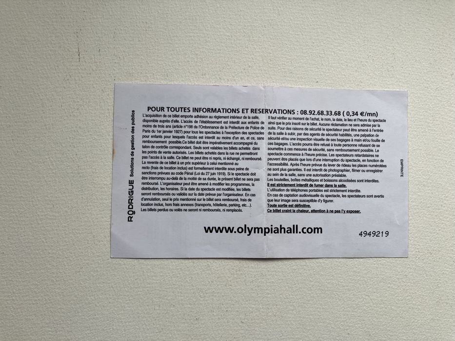 Bilhete Tony Carreira Olympia 2013