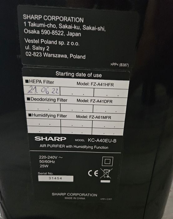 Oczyszczacz powietrza Sharp KC-A50