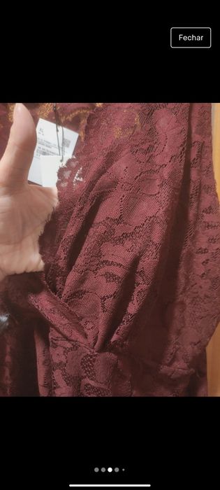 Blusa T-Shirt Renda Bordeaux C&A XL