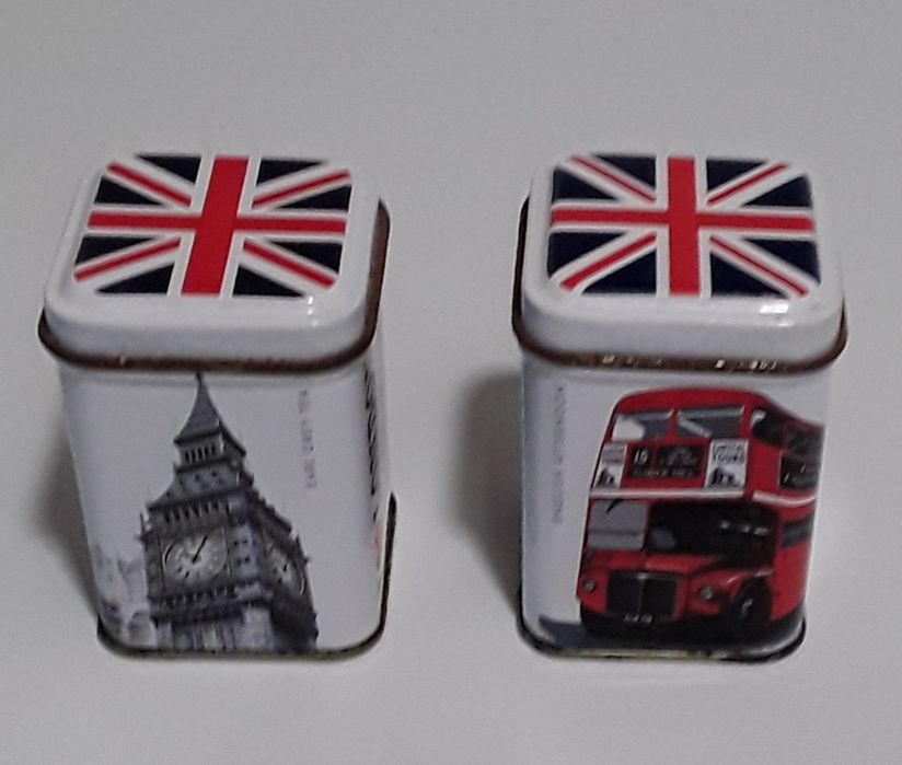 Latas de chá inglês (vazias) - I Love London, Ahmad tea
