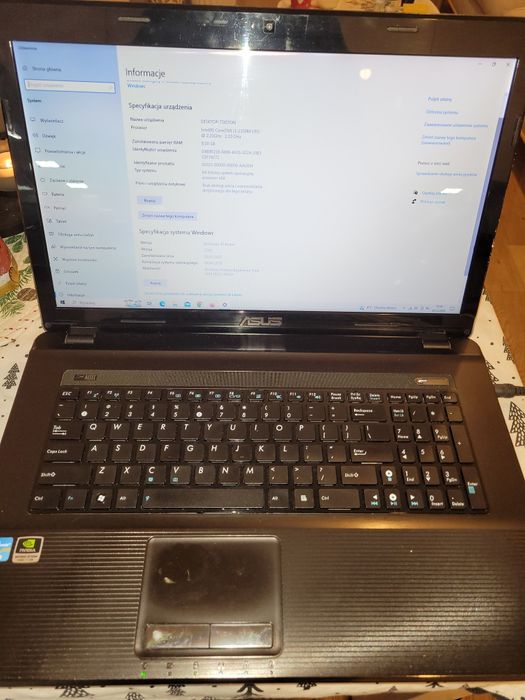 Laptop ASUS X73S + dysk ssd, Windows 10
