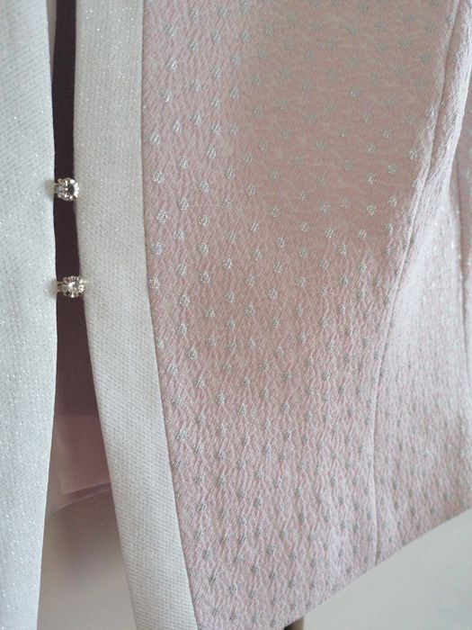 Ubranko zestaw komplet wesele sukienka żakiet bolerko pudrowe komunia