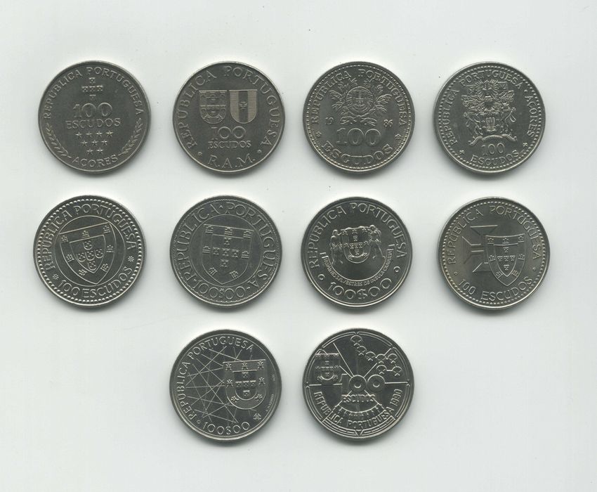 10 Moedas Comemorativas de 100 Escudos
