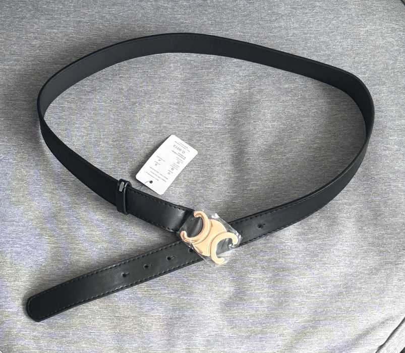 Pasek z ozdobną złotą klamrą 105 cm