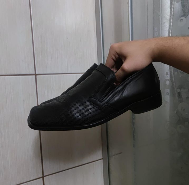 Buty obuwie 42 Panelli mokasyny czarne  Leather lieder czarne włoskie