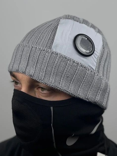 ‼️ Хіт сезону ‼️ Шапка C.P. Company з лінзою біні сп компані сіра чоловіча нова якість топ