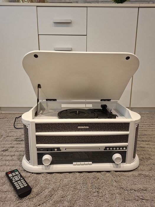 Retro wieża stereo Auna gramofon CD MP3 DAB FM kaseta USB Bluetooth