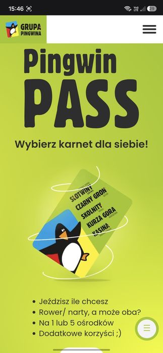 Karnet pingwin ski pass NARCIARSKI