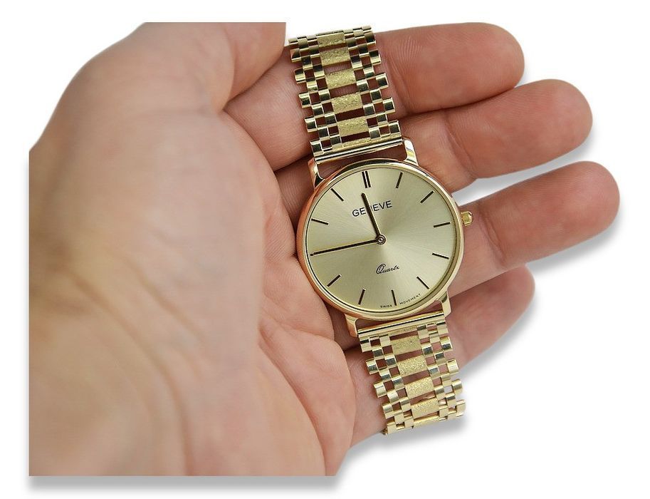 Złoty zegarek 14k 585 z bransoletą męski Geneve W mw004y&mwb001y