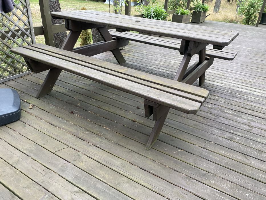 Ława drewniana ogrodowa stół z ławkami ławki komplet
