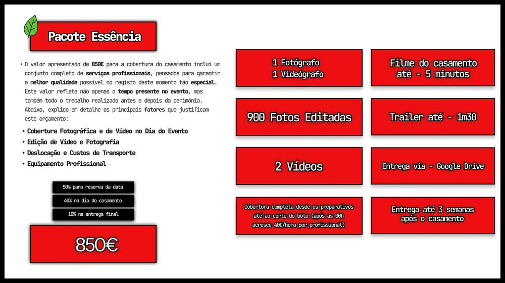 Pacote ECO | Filmagem + Fotografia Para Casamentos