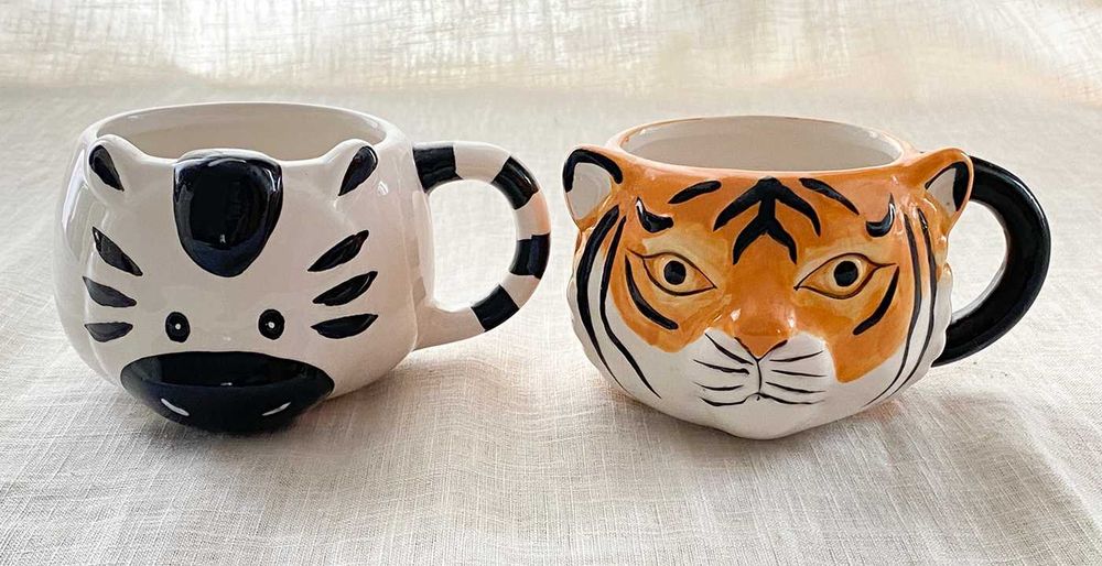 Kubeczek ceramiczny dla dzieci zwierzęta 300 ml Tygrys Zebra Nowe