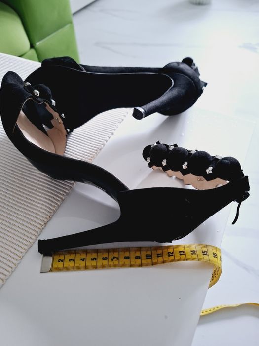 Cudne szpilki 37 sandały nowe  czarne zamsz wygodne nowe