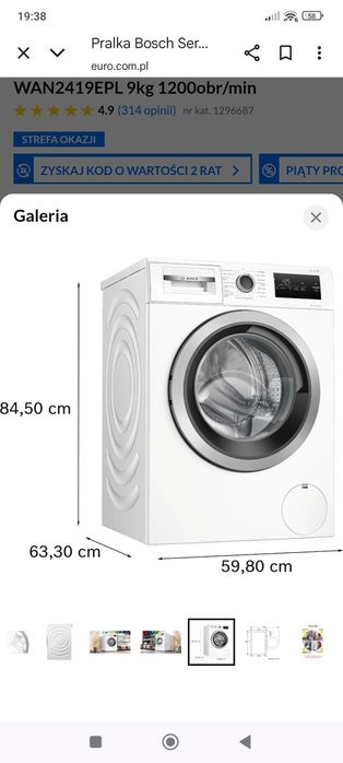 Pralka Bosch Serie 4 WAN2419EPL 9kg 1200obr/min