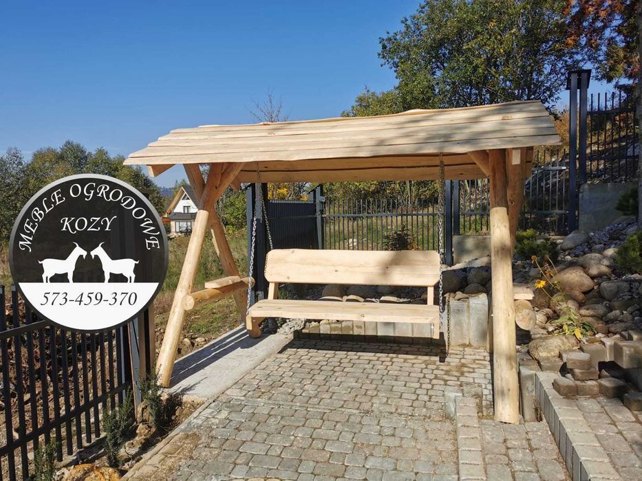 PROMKA! Drewniana huśtawka ogrodowa z grubych bali / Plac zabaw Stelaż