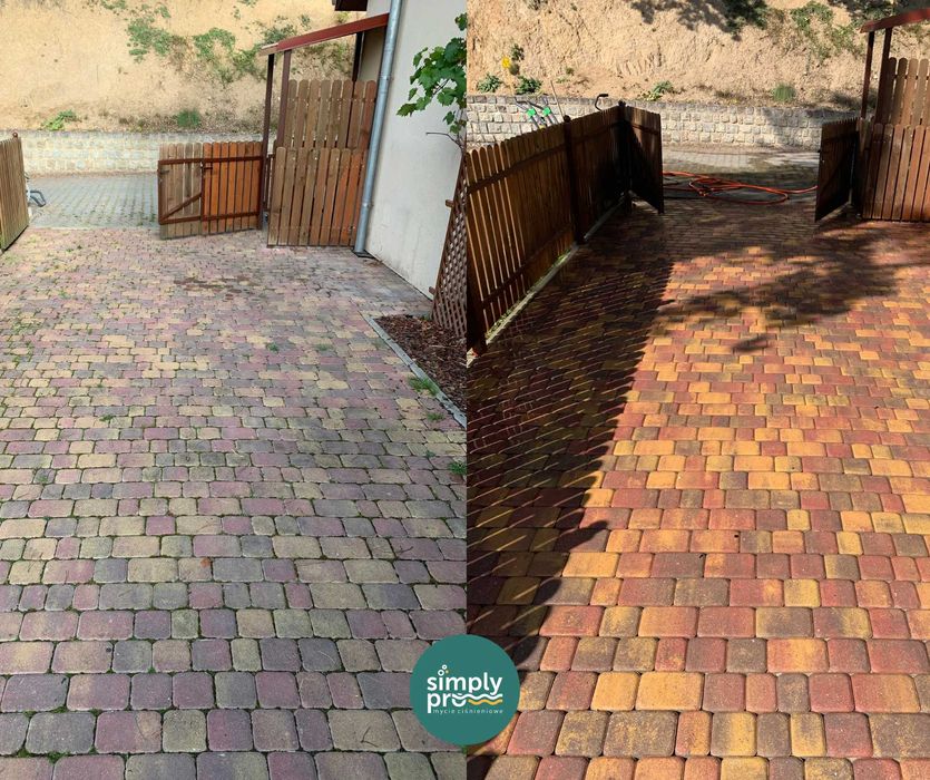 Czyszczenie, mycie kostki brukowej, elewacji, dachów, ogrodzeń, domów