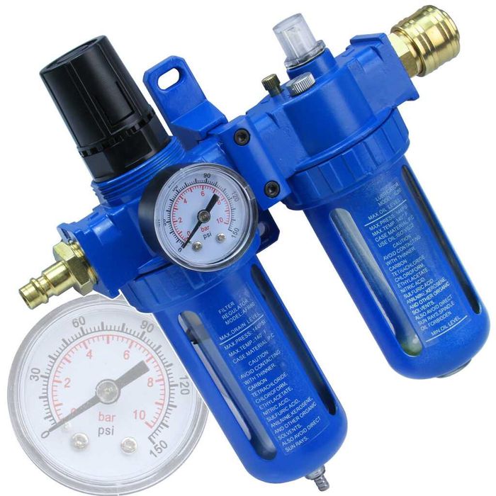 Odwadniacz filtr z regulatorem ciśnienia + Naolejacz 1/2"  kompresora