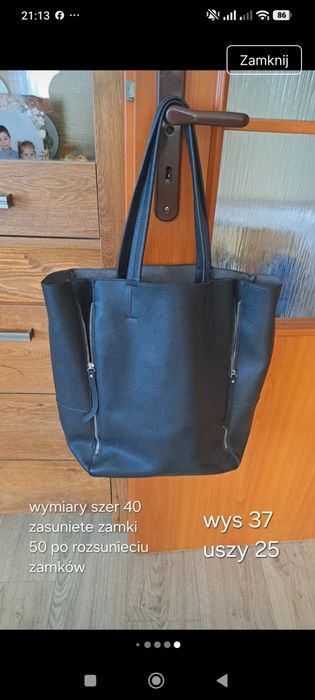 Czarna Torebka Shopperka  – CROPP – Skóra Naturalna – Stan Idealny!