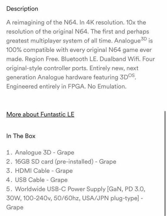 Analogue Nintendo 64 Limited Edition Grape