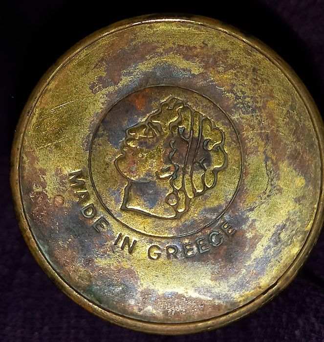 Moinho café/pimenta em bronze/cobre grego antigo artesanal,pesa 1kg