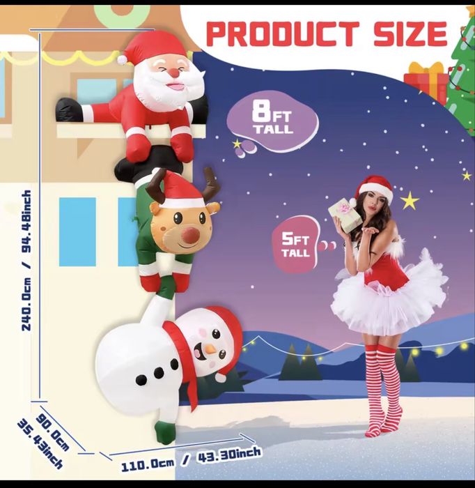 Pai Natal pendurar no telhado - Insuflavel