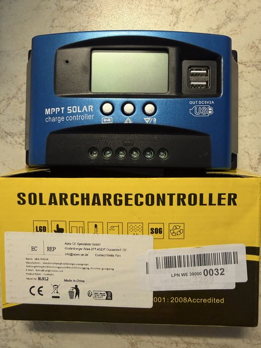 Контроллер заряда солнечных панелей MPPT 12/24V (BL912)