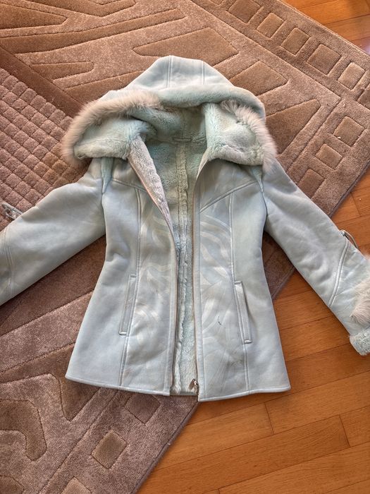 Зимова шуба (натуральна замша, хутро)