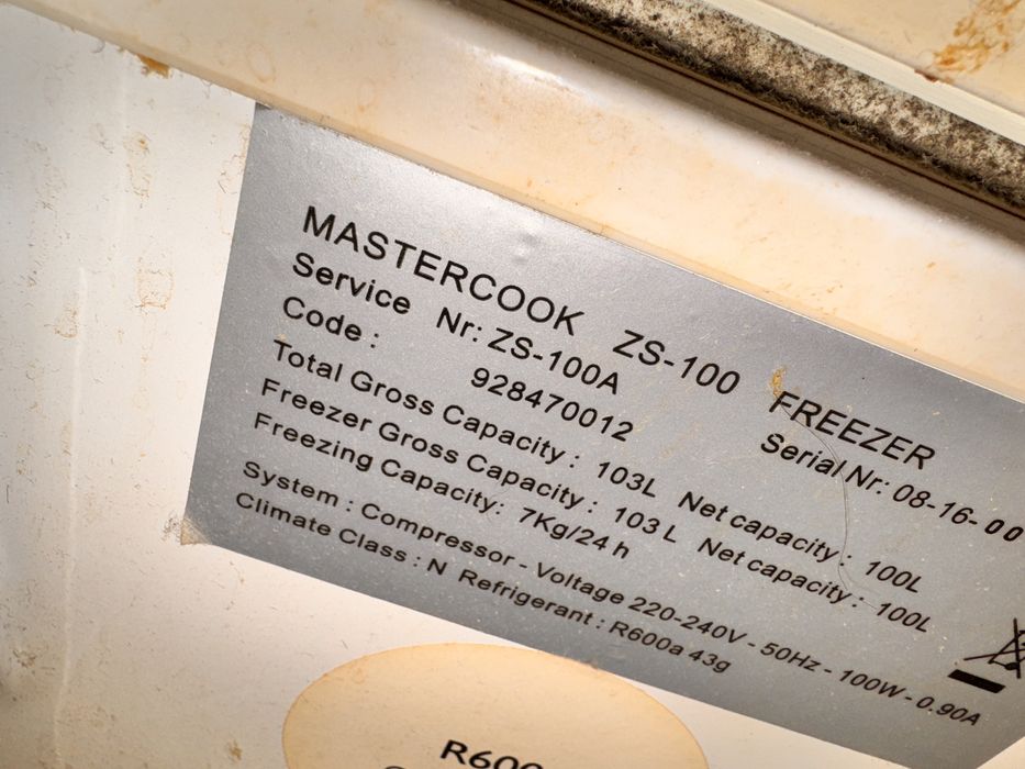 Zamrazarka MASTERCOOK ZS-100 Service Nr: ZS-100A