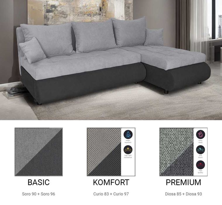 Narożnik z funkcją spania Nela / Różne kolory / Raty / SZYBKA DOSTAWA!