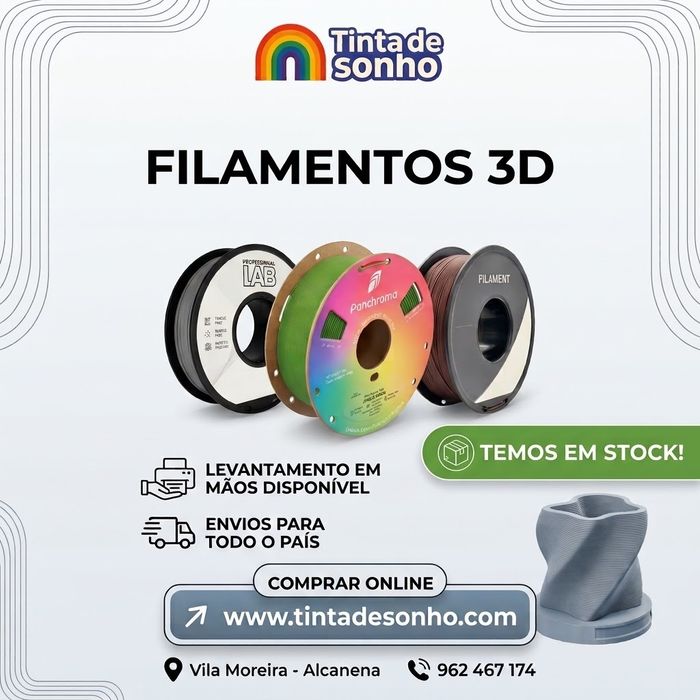 Filamento 3D PLA 1.75mm – Várias Cores e Acabamentos (Novos em Stock)