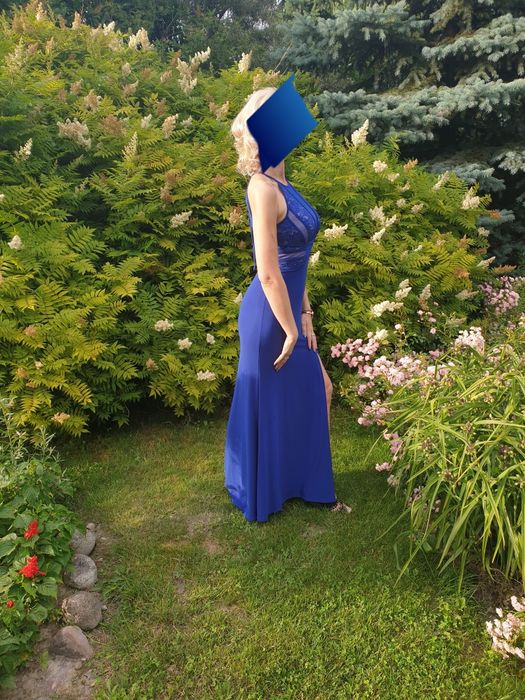 Sukienka maxi niebieska świadkowa poprawiny