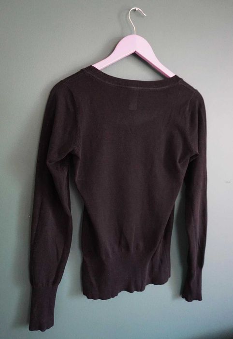 Sweterek sweter Mrówka 38 M dopasowany czarny ciemny pulower basic