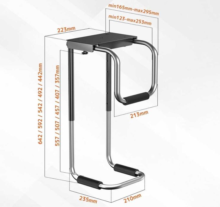 Uchwyt pod biurko na komputer PC PUTORSEN regulowany czarny do 30 kg
