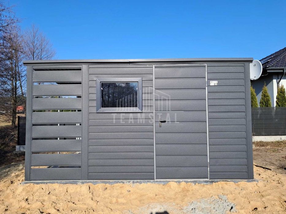 Schowek domek ogrodowy 2,5x2m + wiata 1m - drzwi - okno dach  TS1080