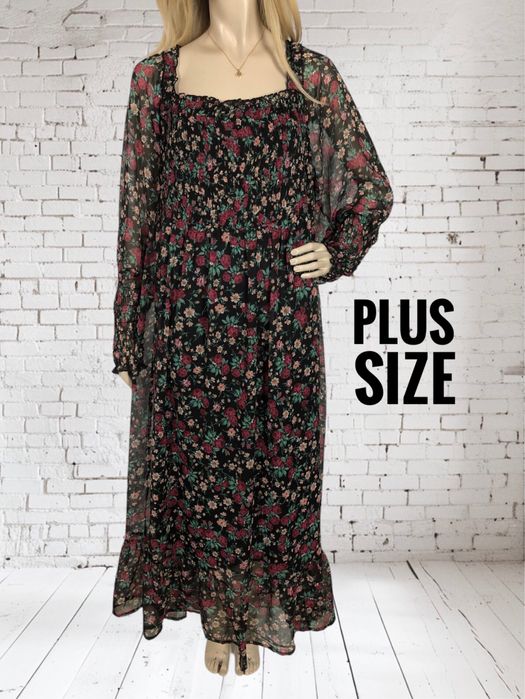 Czarna długa letnia sukienka maxi na co dzien wiosne lato 4XL