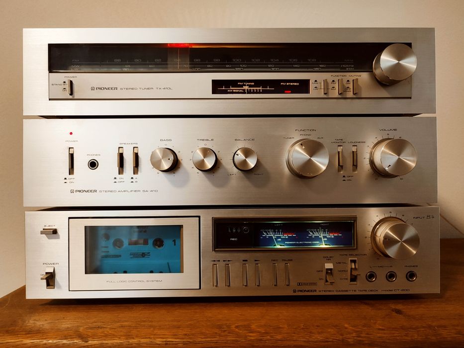 Pioneer, wzmacniacz sa 410, tuner tx410, magnetofon ct 200,blue line
