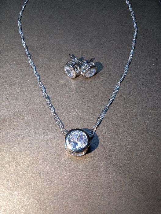 Набір срібло 925s ланцюжок сережки срібний серебро цепочка серьги