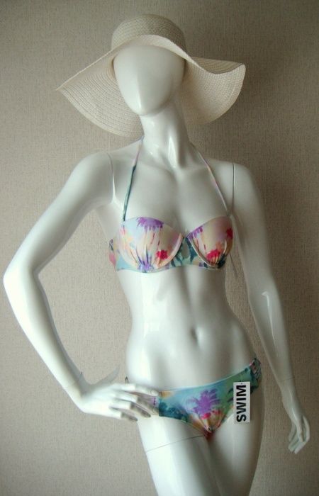 Bikini 40B L 85B  kwiaty print kostium strój kąpielowy push up floral