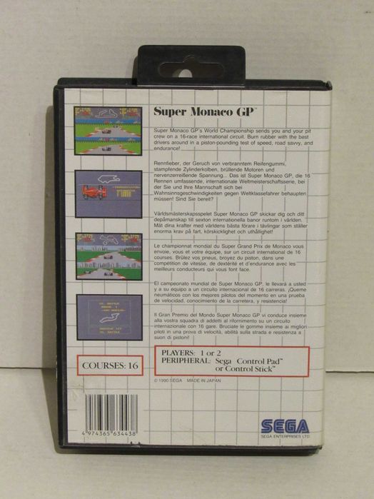 Jogo Sega Master System Super Monaco GP completo