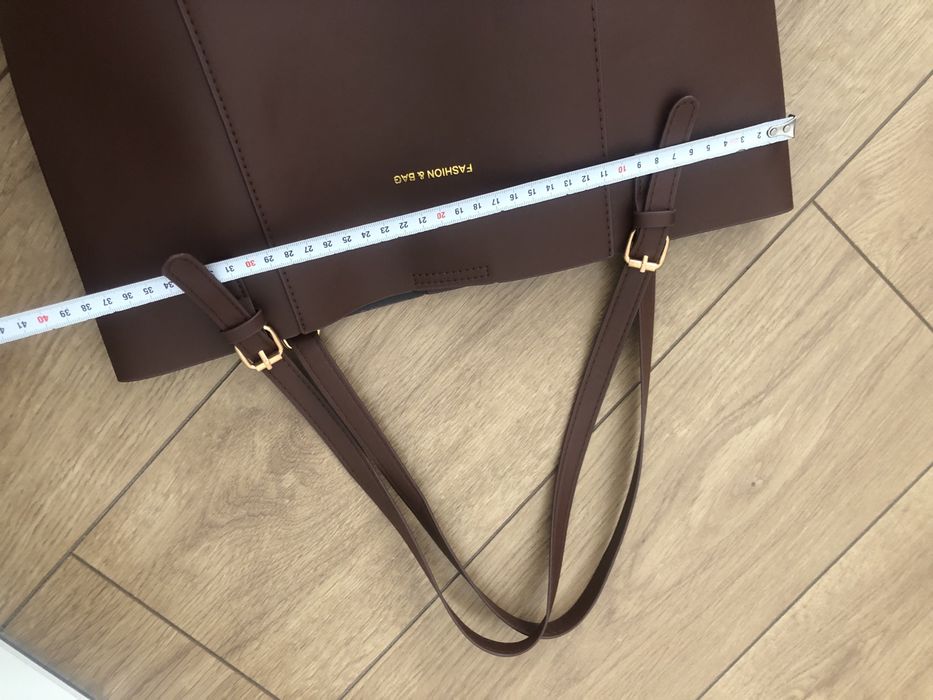 Nowa torba shopper brąz brązowa złote okucia