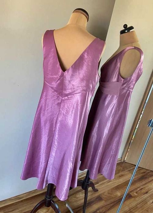 46 48 aldra sukienka roż pastele elegancka śliska +size plus size