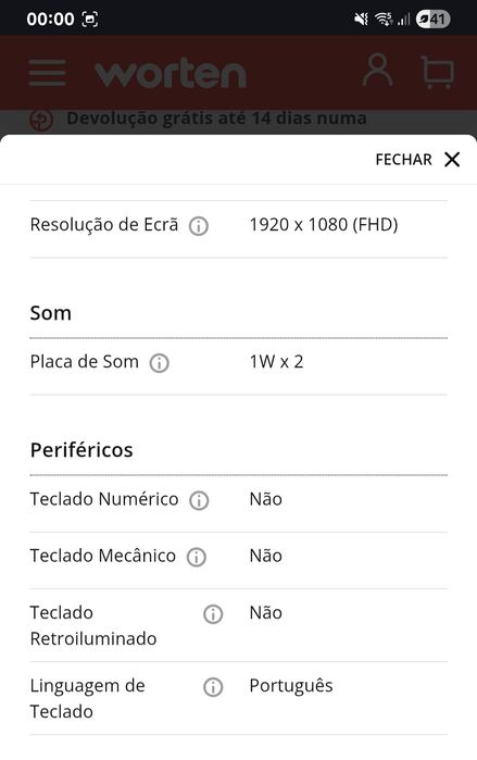 Computador portátil com 1 ano de garantia