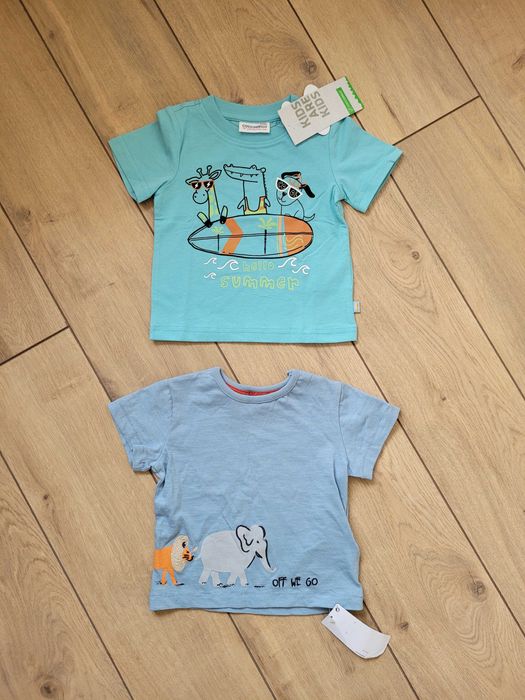 2 Nowe koszulki niemowlęce 74 6-9 Cocodrillo chłopięce T-shirt lato