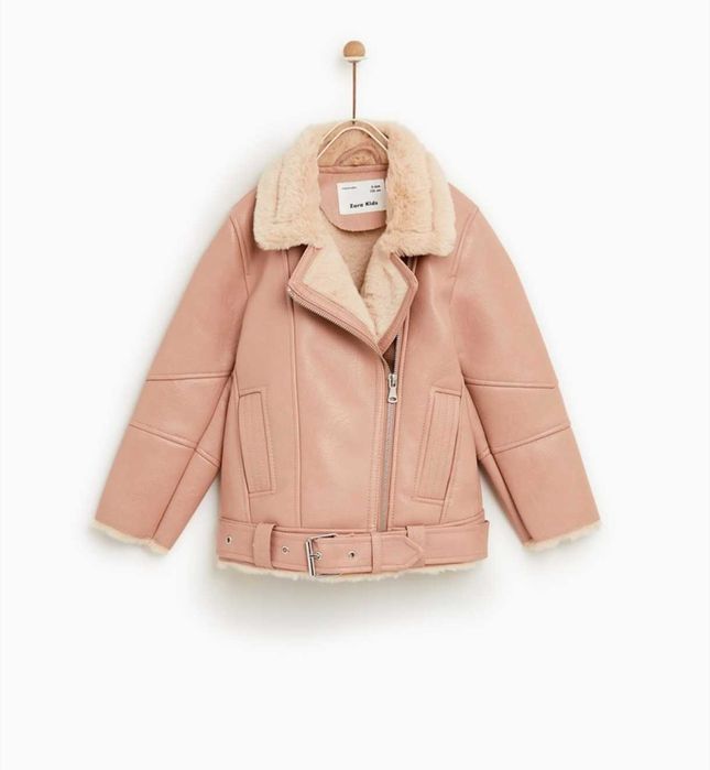 Zara ocieplana ramoneska pilotka 164 xs pudrowy róż