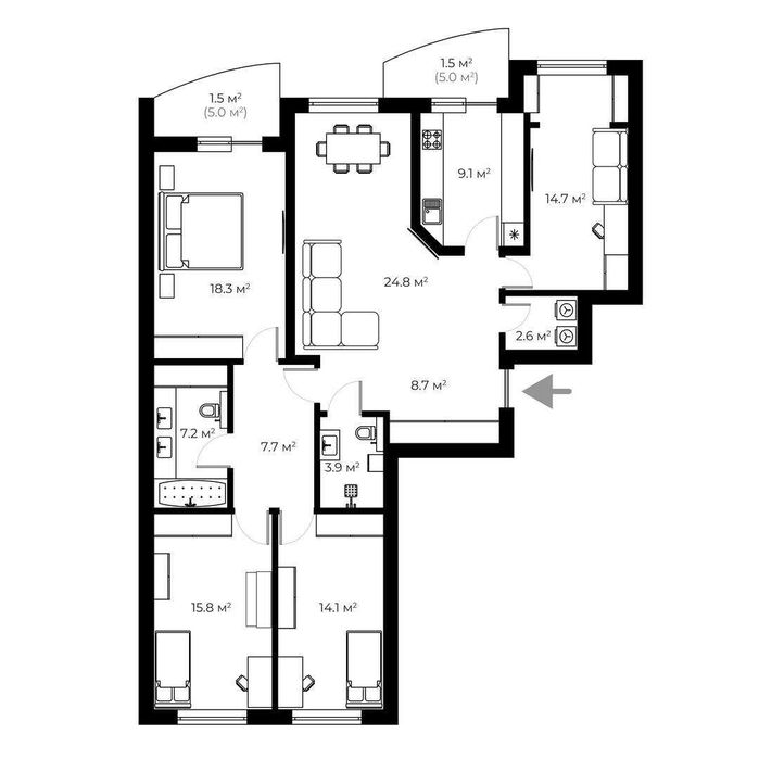 4-кімнатна квартира з ремонтом | SAKURA | Ужгород - SK 5.37