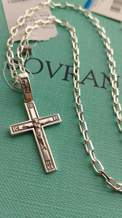 Серебряная якорная цепочка 50 55 60 см с алмазной гранью Самовывоз.