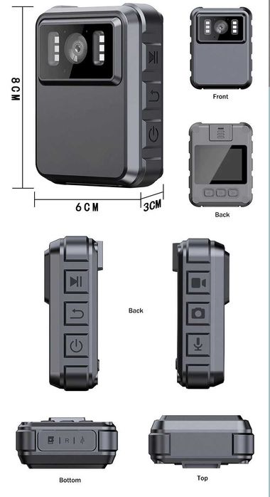 Боді камера 2-дюймовий сенсорний екран Нагрудна камера, велосипед