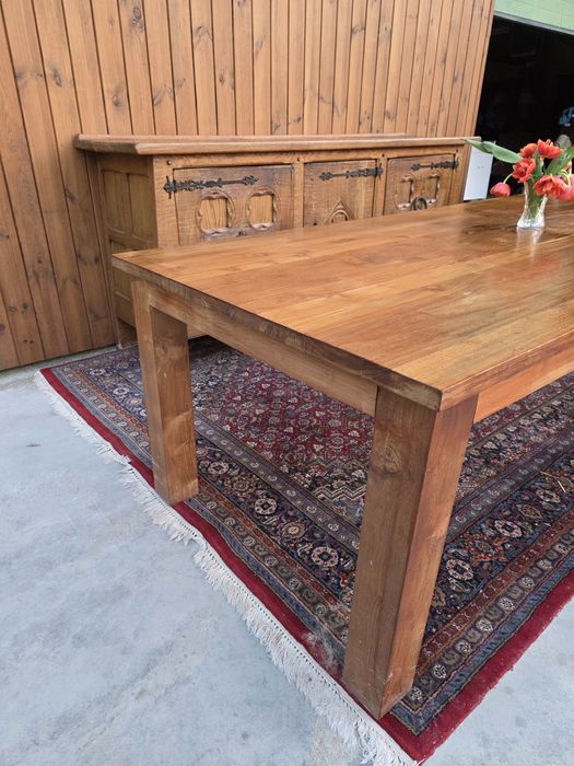 Duży stół tekowy 220 x 100 cm  kolonialny #1678 Stylowy Węgrów