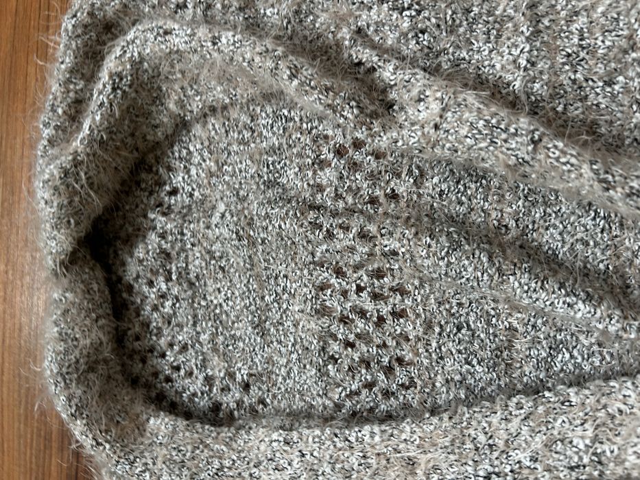 Kardigan  alpaka sweter oversize beżowy melanż  damski