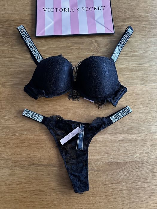 Komplet bielizny Victoria’s Secret rozmiar C75 75C 34C stanik + stringi